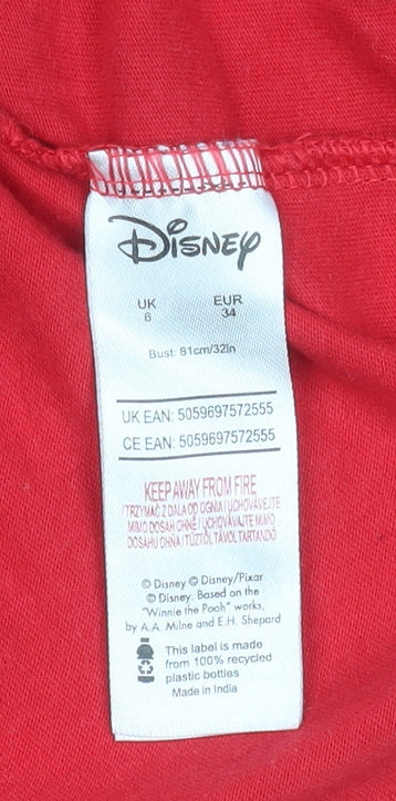 Disney Women’s Red Christmas Minnie Mouse Long Sleeve T-Shirt Nightshirt Size 6