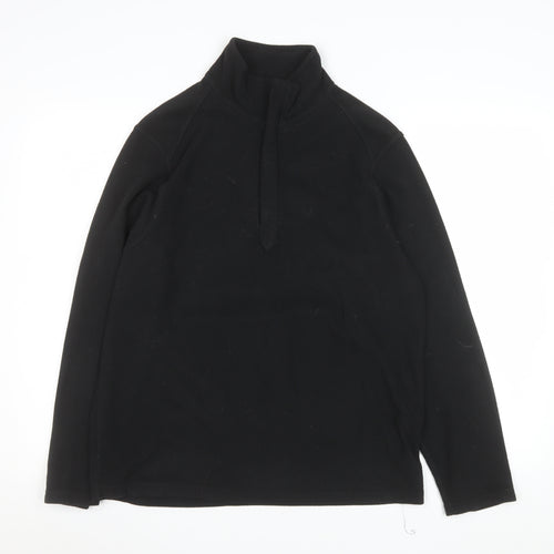 Marks and Spencer Men's Black Fleece Quarter Zip Sweatshirt Medium