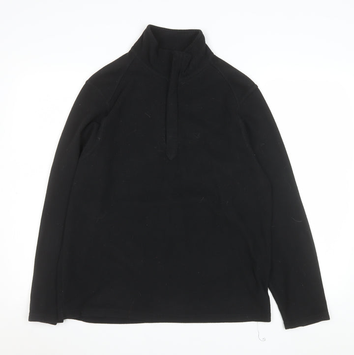 Marks and Spencer Men's Black Fleece Quarter Zip Sweatshirt Medium