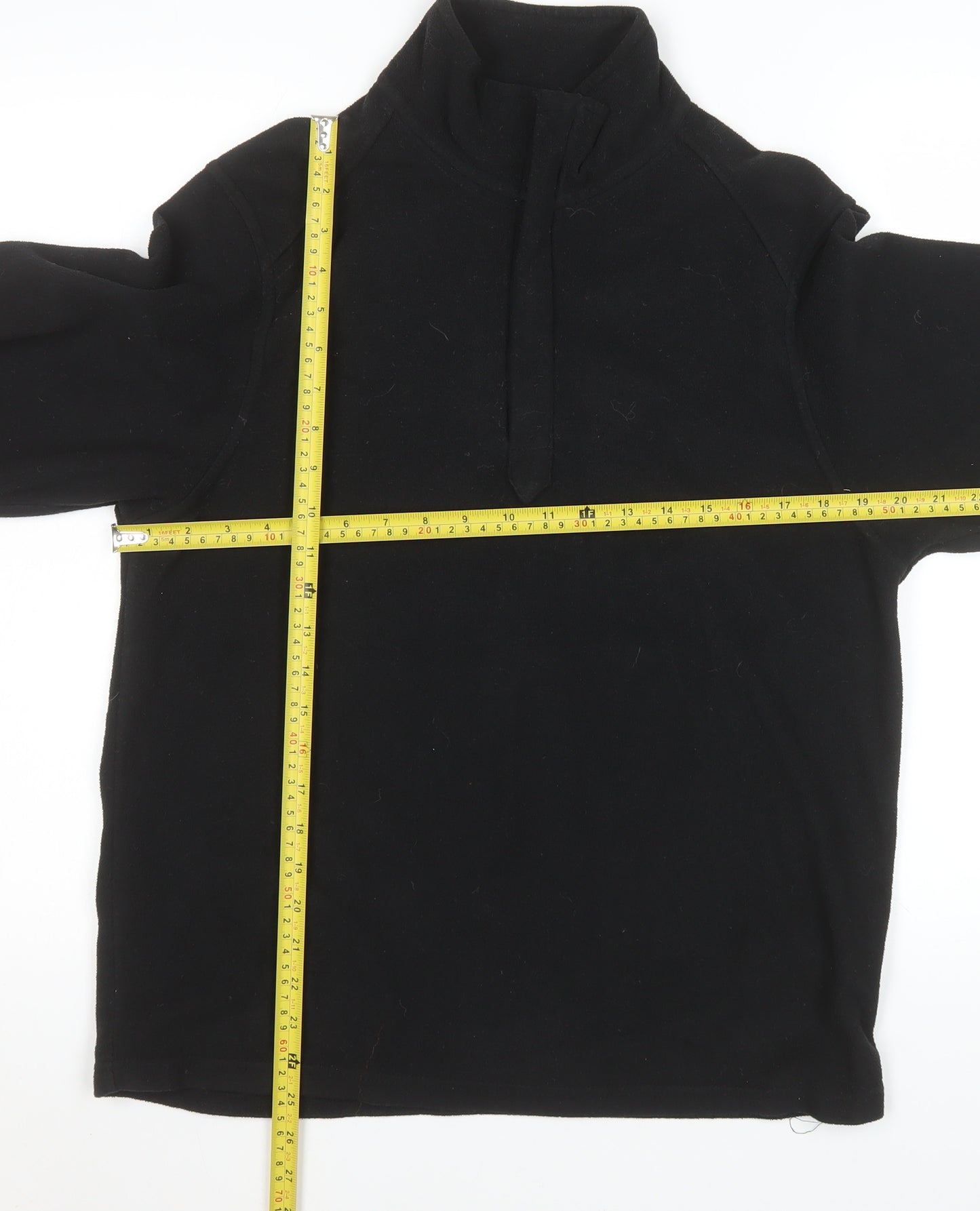 Marks and Spencer Men's Black Fleece Quarter Zip Sweatshirt Medium