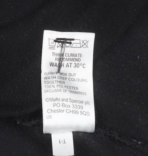 Marks and Spencer Men's Black Fleece Quarter Zip Sweatshirt Medium