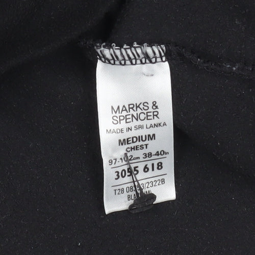 Marks and Spencer Men's Black Fleece Quarter Zip Sweatshirt Medium