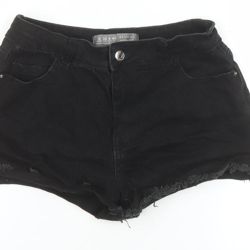Primark Women Black Denim Cut-Off Shorts Size 8 Classic Style