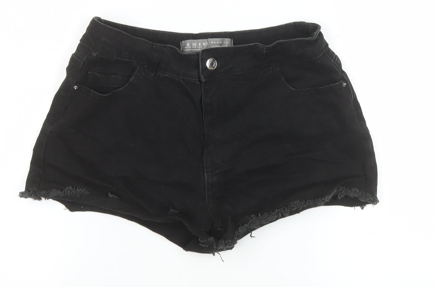 Primark Women Black Denim Cut-Off Shorts Size 8 Classic Style