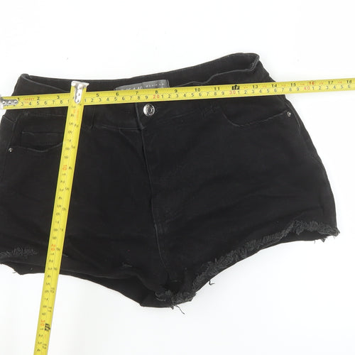 Primark Women Black Denim Cut-Off Shorts Size 8 Classic Style