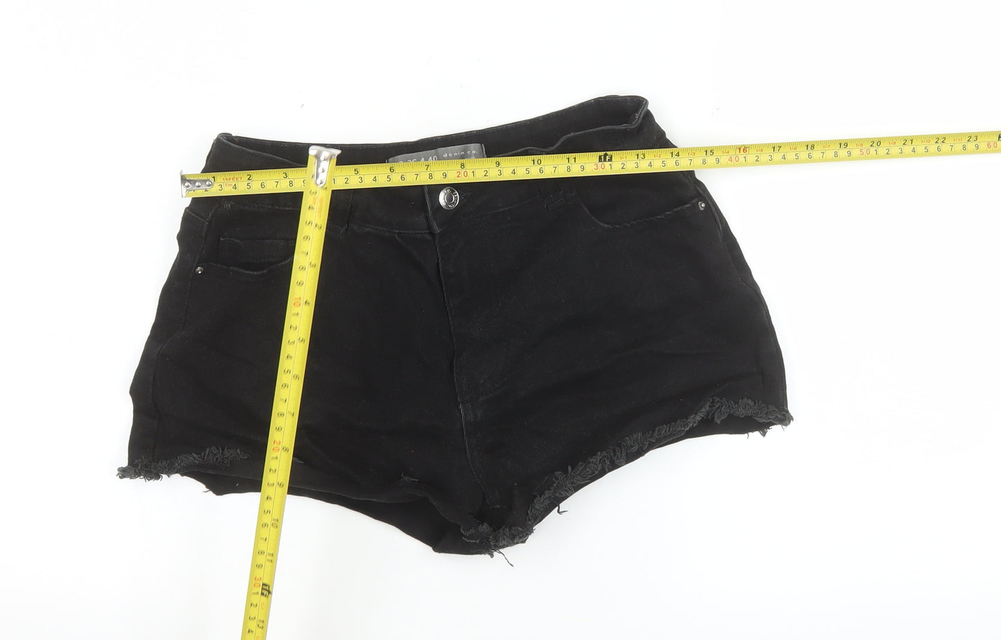 Primark Women Black Denim Cut-Off Shorts Size 8 Classic Style