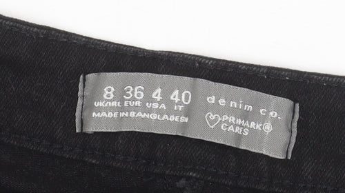 Primark Women Black Denim Cut-Off Shorts Size 8 Classic Style