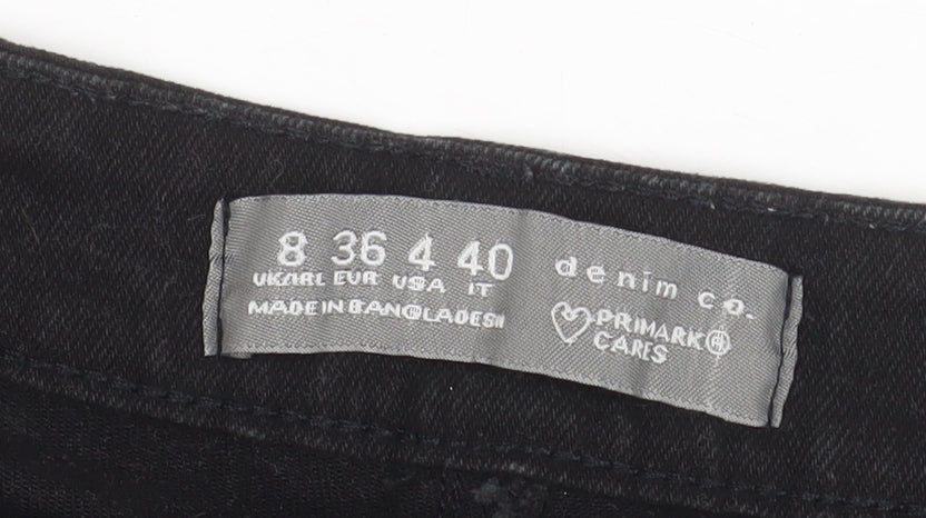 Primark Women Black Denim Cut-Off Shorts Size 8 Classic Style