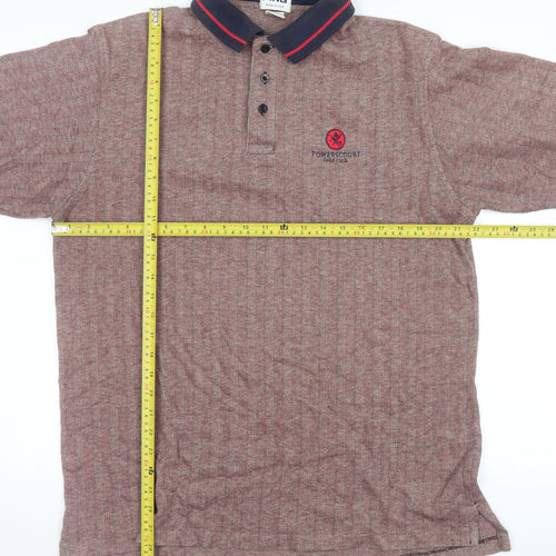 PING Men's Brown Cotton Polo Shirt Size L Golf Herringbone Pattern