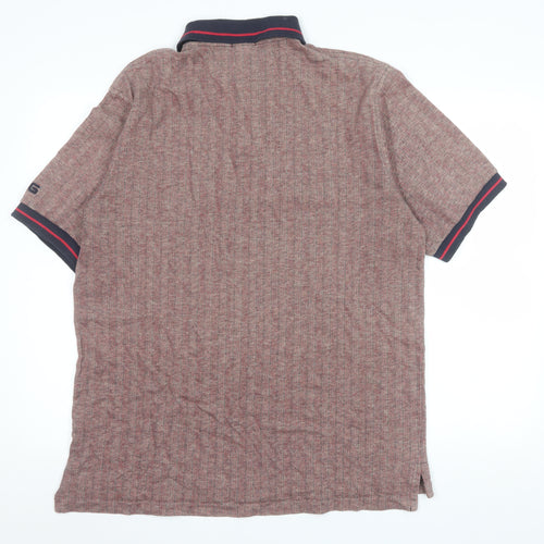 PING Men's Brown Cotton Polo Shirt Size L Golf Herringbone Pattern