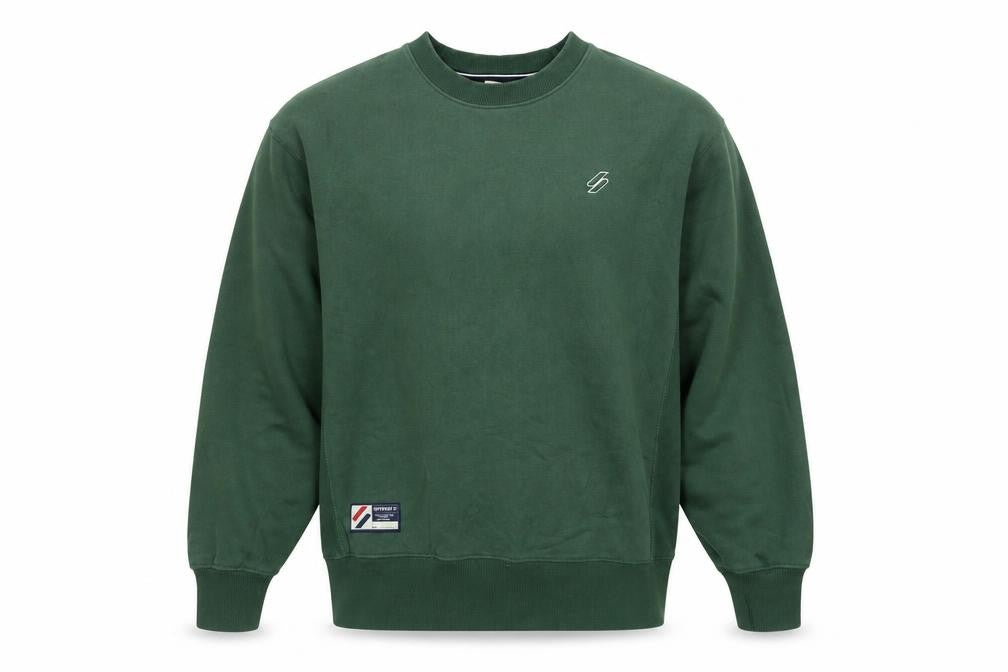 Front view of Superdry Men's Green XS Pullover Crew Neck Sweatshirt