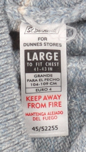 Dunnes Stores Men's Grey Striped V-Neck Wool Blend Jumper Size L