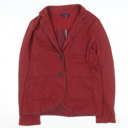 Lands' End Women's Red Cotton Blend Single-Breasted Blazer Size 12