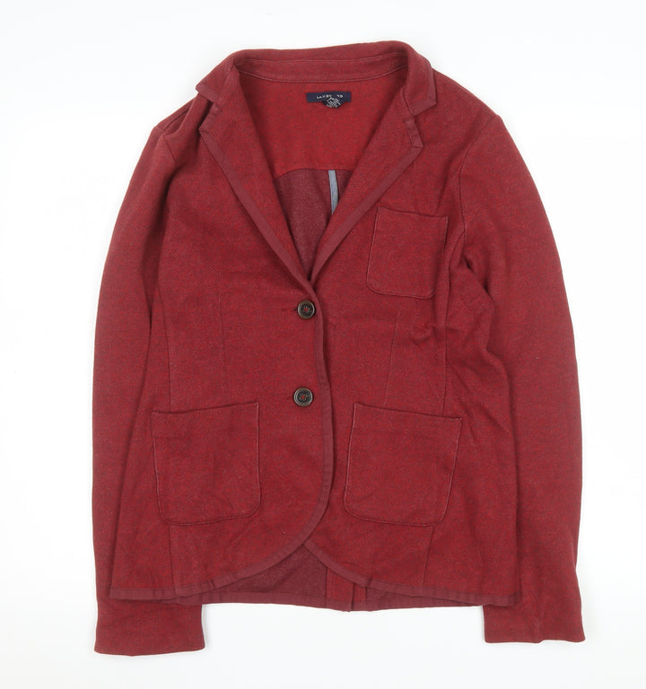 Lands' End Women's Red Cotton Blend Single-Breasted Blazer Size 12