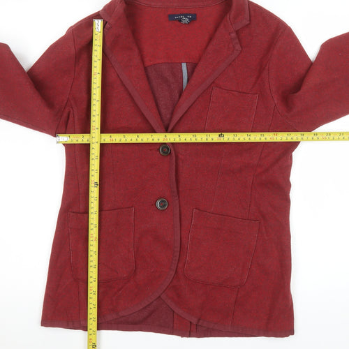Lands' End Women's Red Cotton Blend Single-Breasted Blazer Size 12