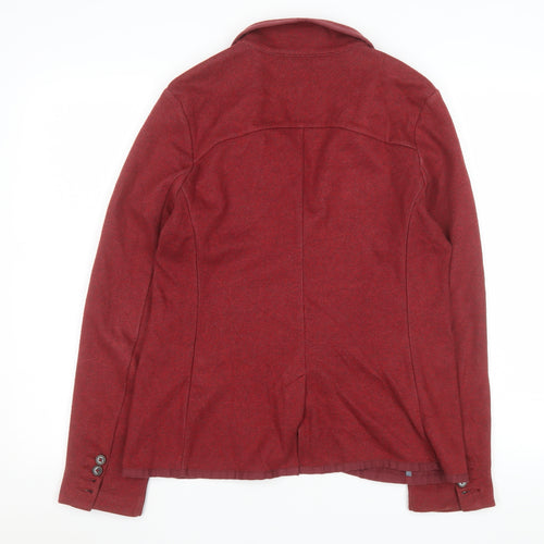 Lands' End Women's Red Cotton Blend Single-Breasted Blazer Size 12