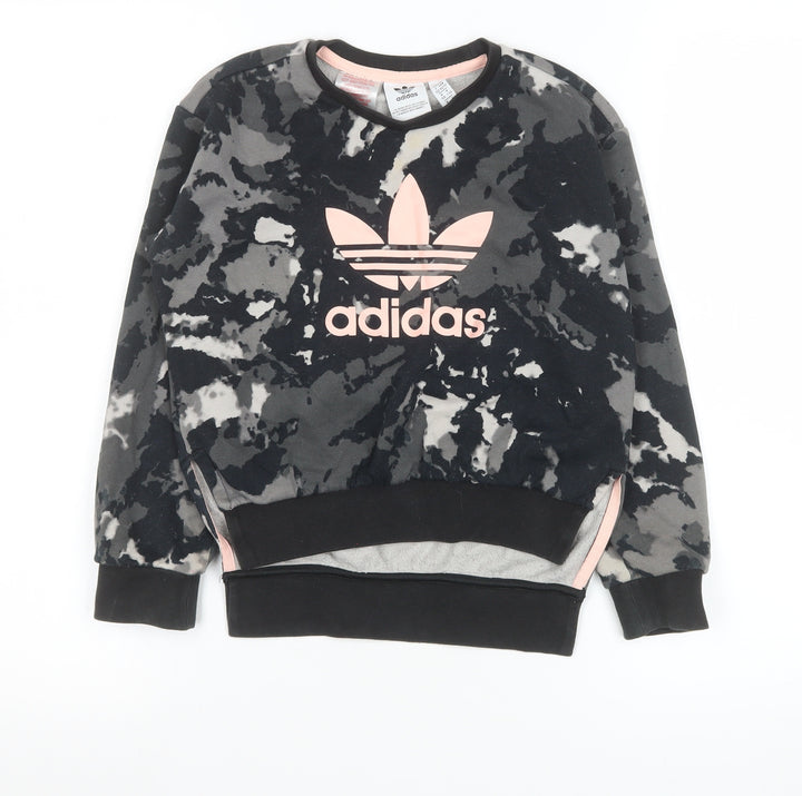 Adidas Girls Multicoloured Tie Dye Logo Pullover Sweatshirt 7-8 Years