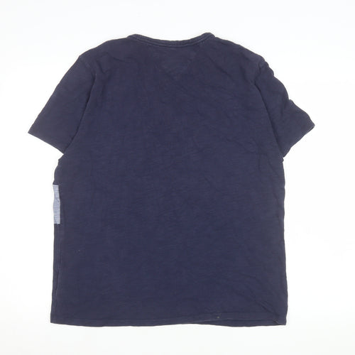 Tommy Hilfiger Men's Blue Striped Regular Fit Crew Neck T-Shirt M