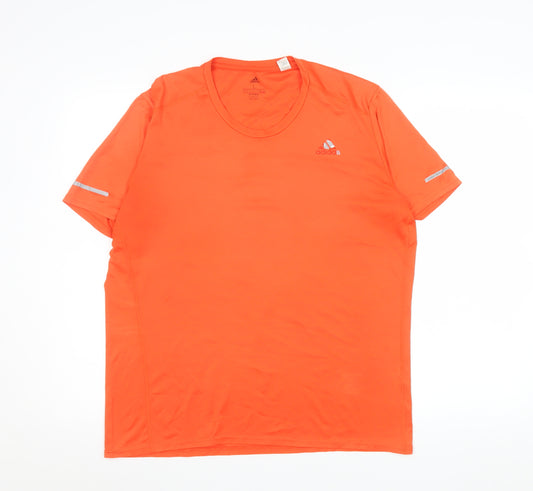 Adidas Men’s Orange Climalite Running T-Shirt L Lightweight Reflective