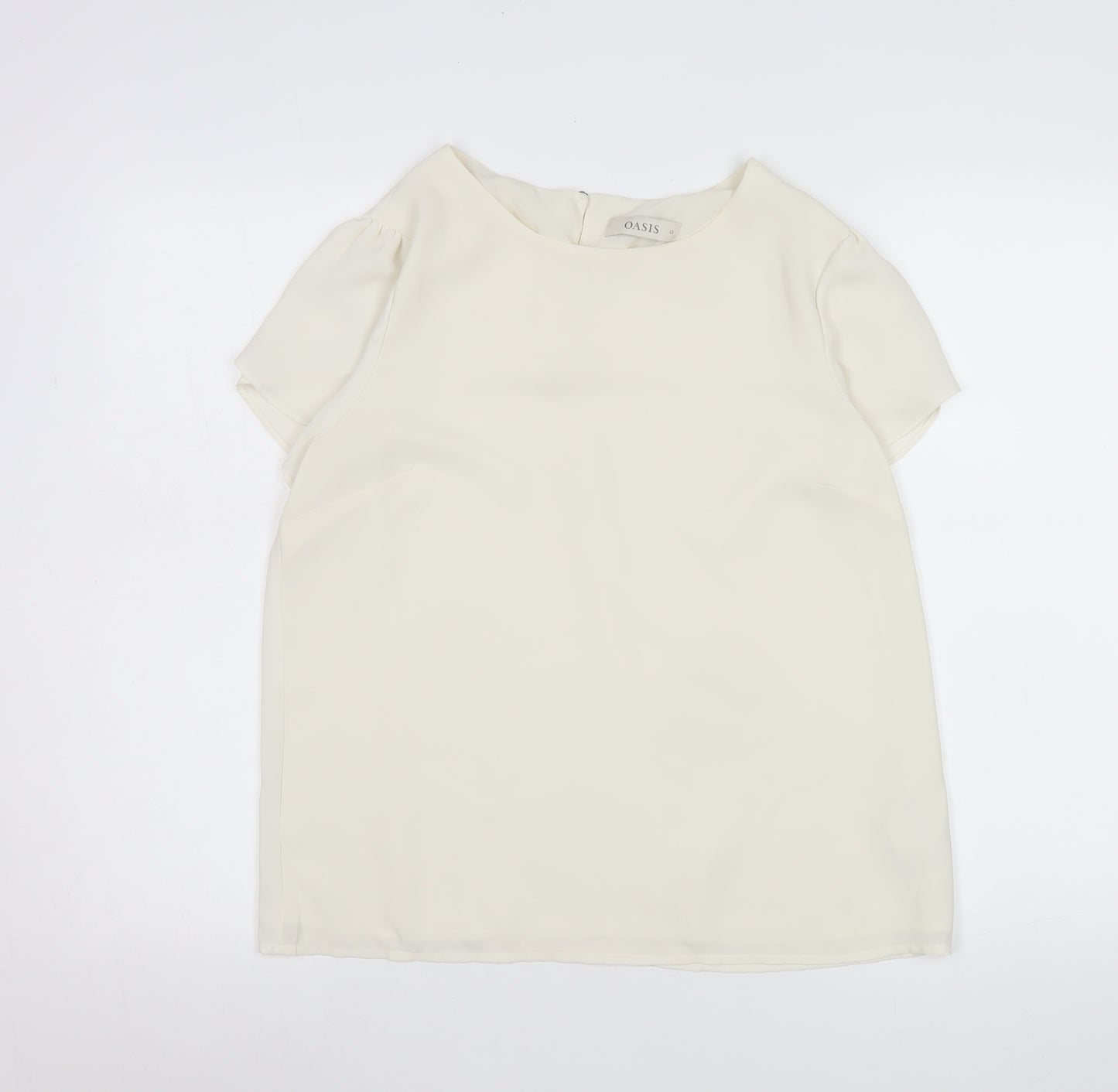 Oasis Women's Ivory Short Sleeve Woven Blouse Size 12