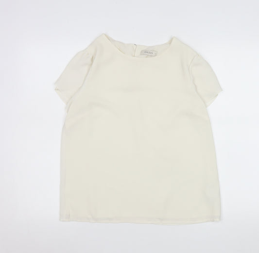 Oasis Women's Ivory Short Sleeve Woven Blouse Size 12