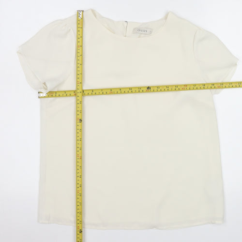 Oasis Women's Ivory Short Sleeve Woven Blouse Size 12