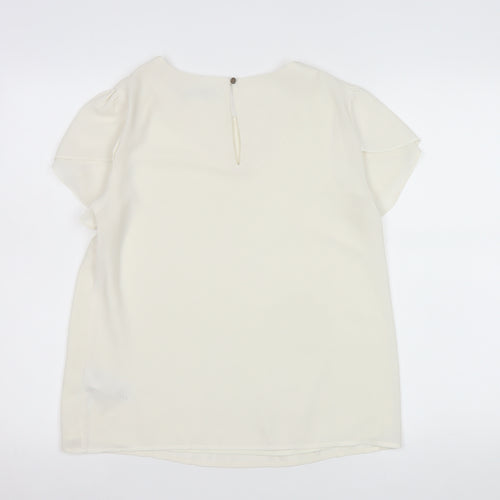 Oasis Women's Ivory Short Sleeve Woven Blouse Size 12