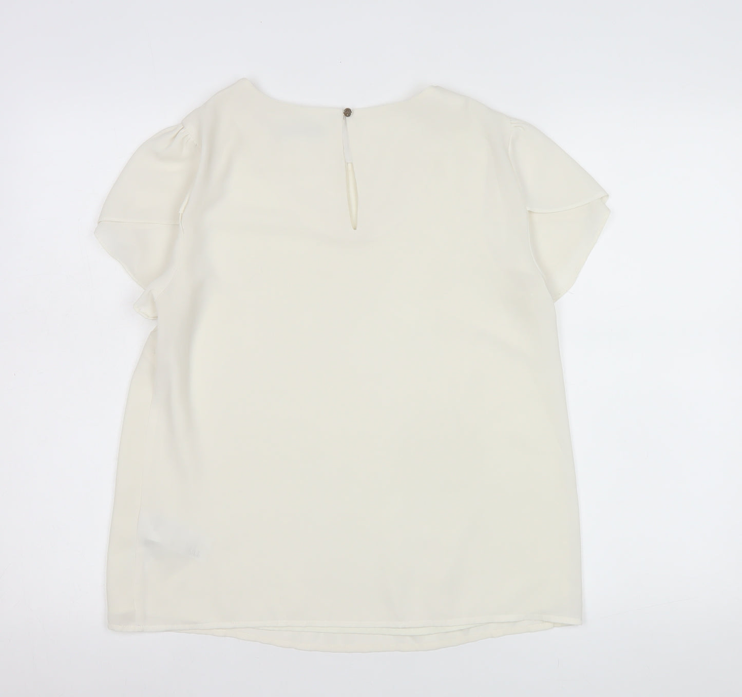Oasis Women's Ivory Short Sleeve Woven Blouse Size 12