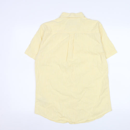 Maine New England Men's Yellow Cotton Short Sleeve Button-Down Shirt Size S