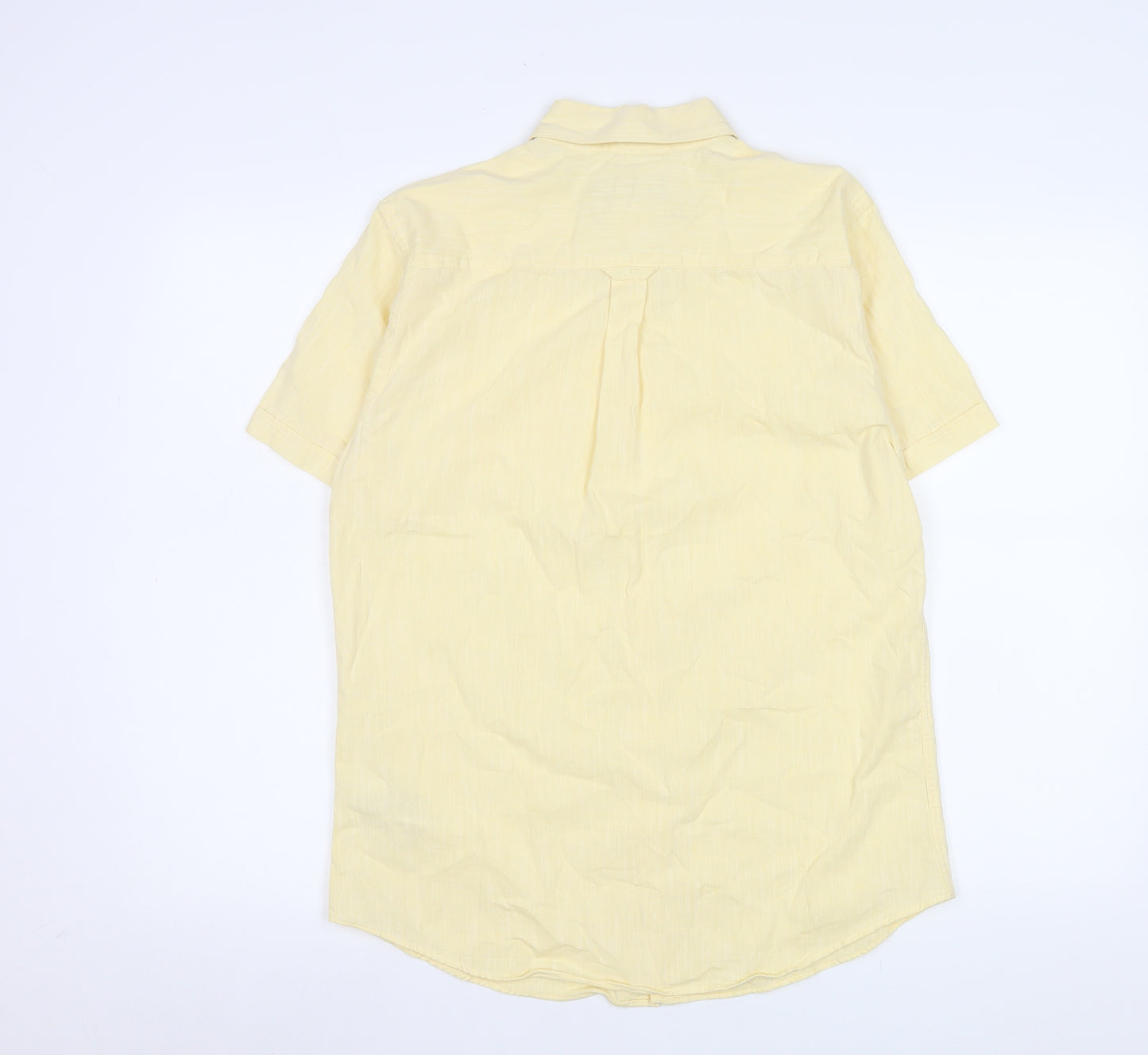Maine New England Men's Yellow Cotton Short Sleeve Button-Down Shirt Size S
