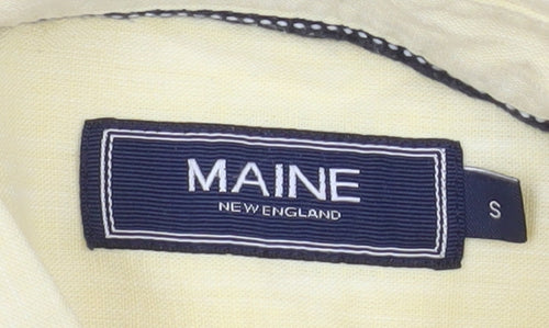 Maine New England Men's Yellow Cotton Short Sleeve Button-Down Shirt Size S