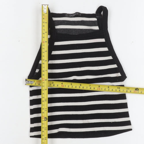 Dunnes Women Black White Striped Cropped Tank Top XS