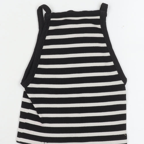Dunnes Women Black White Striped Cropped Tank Top XS
