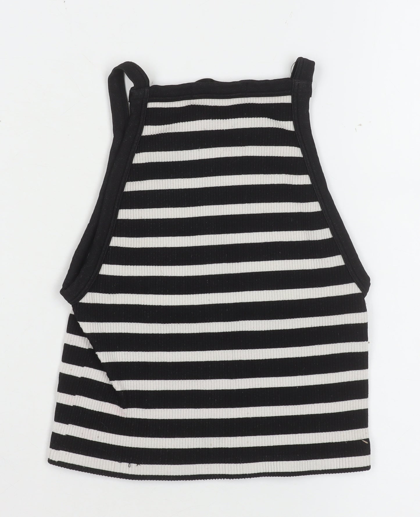 Dunnes Women Black White Striped Cropped Tank Top XS