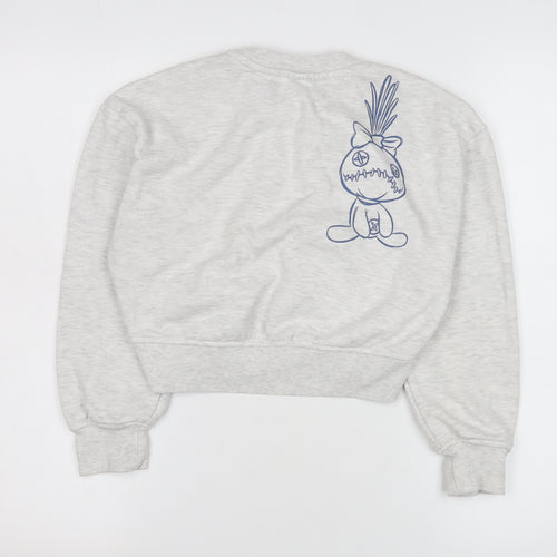 Disney Stitch Girls Grey Pullover Sweatshirt 9-10 Years Graphic Print