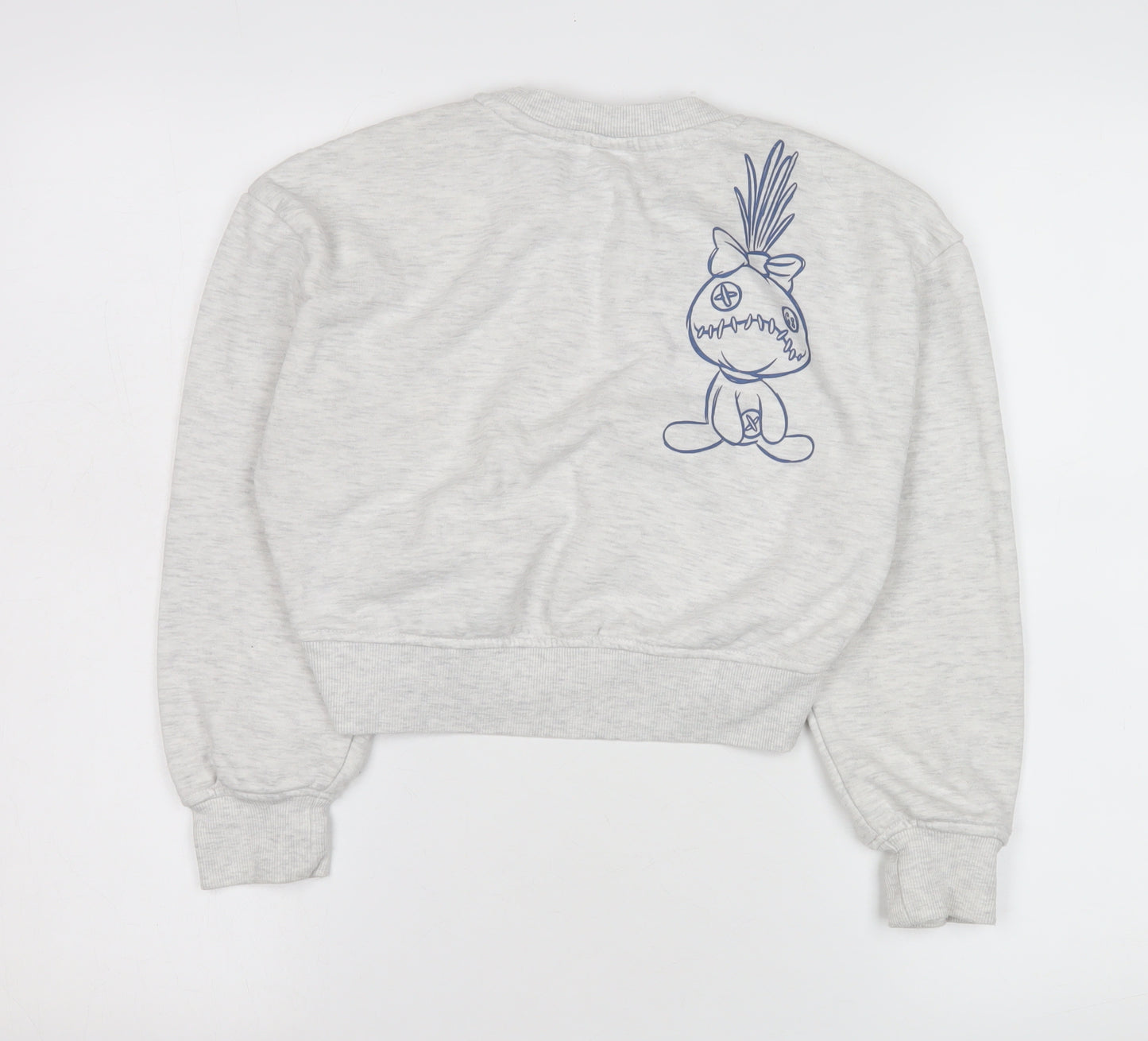 Disney Stitch Girls Grey Pullover Sweatshirt 9-10 Years Graphic Print