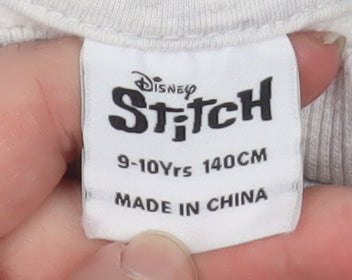 Disney Stitch Girls Grey Pullover Sweatshirt 9-10 Years Graphic Print