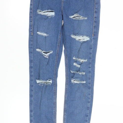 Topshop Women Blue High Rise Skinny Distressed Jeans Size 8