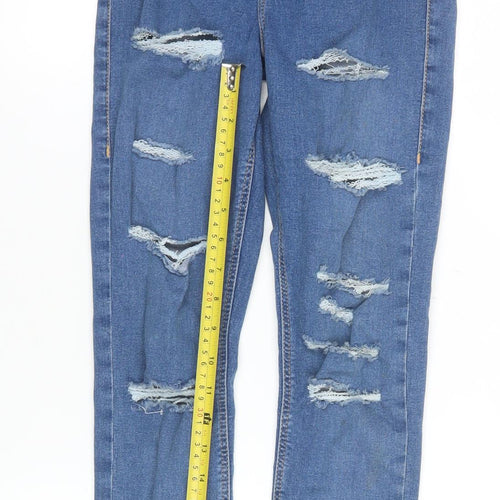 Topshop Women Blue High Rise Skinny Distressed Jeans Size 8