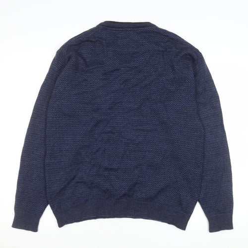 Kellerman Men Blue V-Neck Wool Blend Pullover Jumper Size L