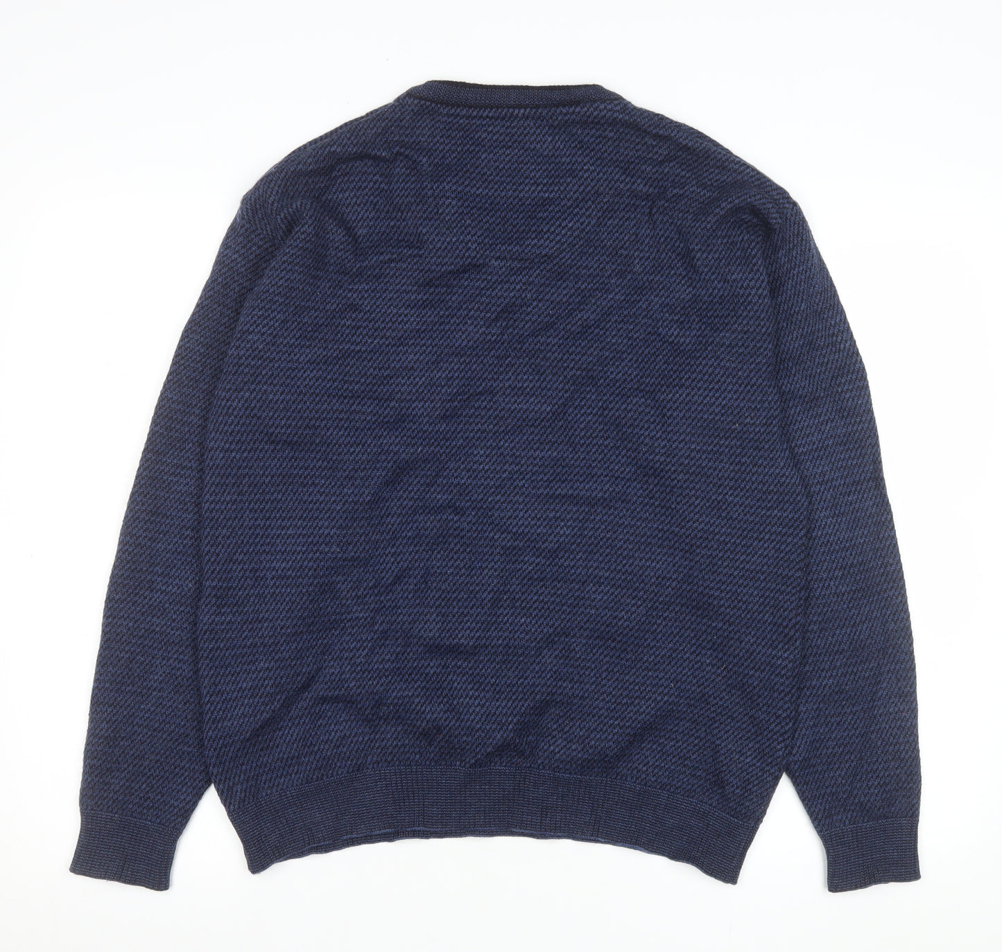 Kellerman Men Blue V-Neck Wool Blend Pullover Jumper Size L