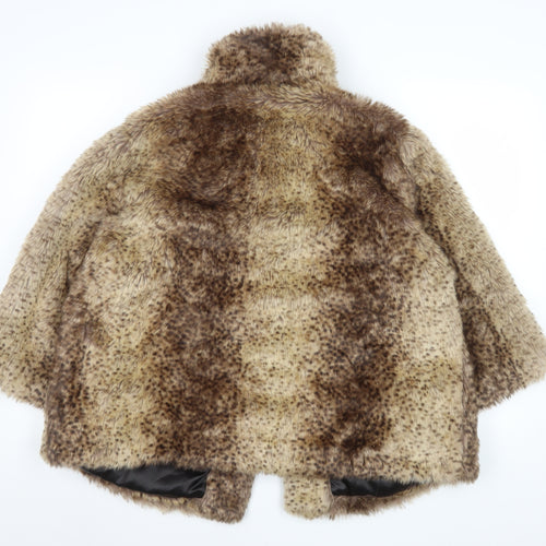 Debenhams Women's Brown Faux Fur Overcoat Size 16 Lined Winter Coat