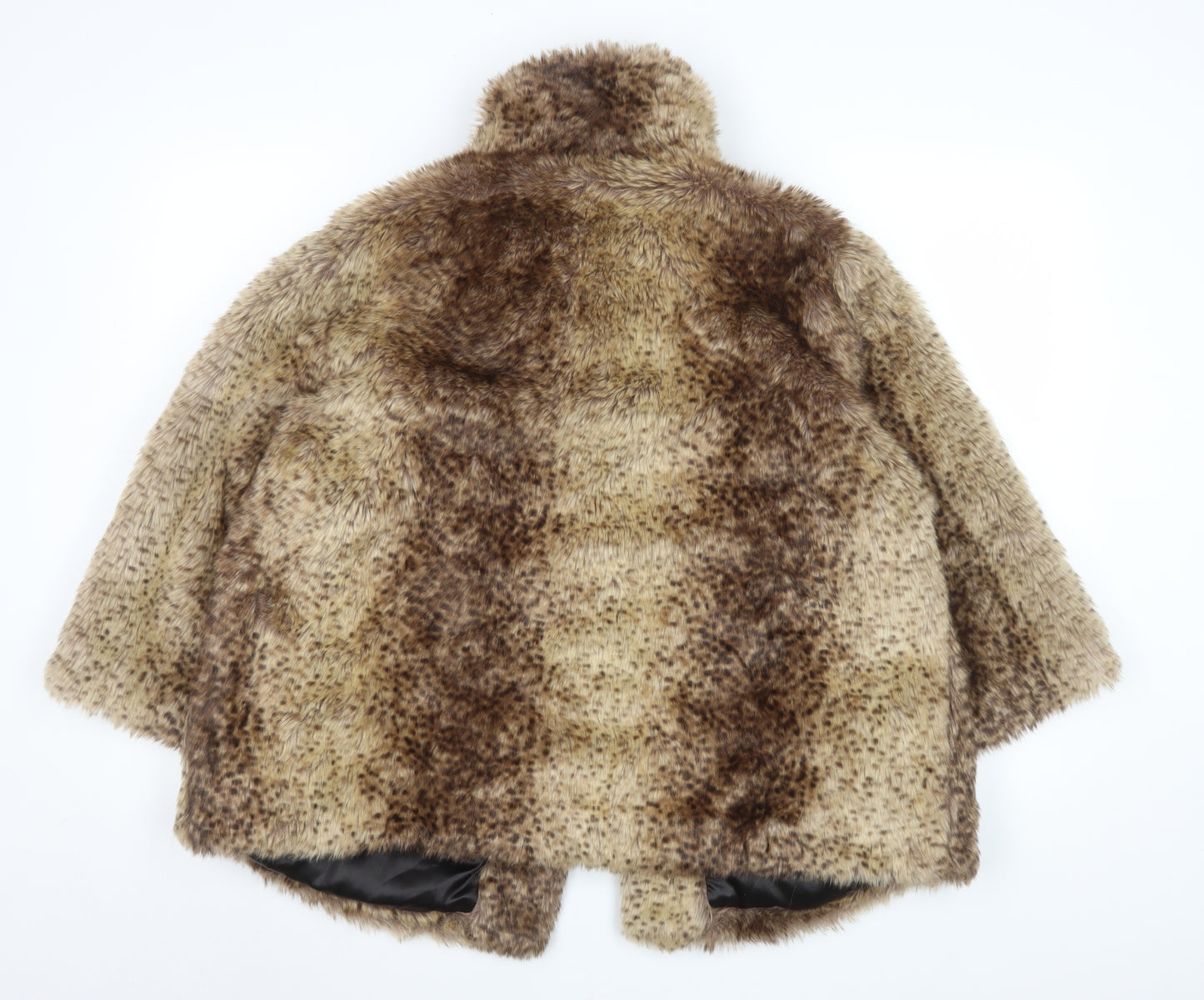 Debenhams Women's Brown Faux Fur Overcoat Size 16 Lined Winter Coat