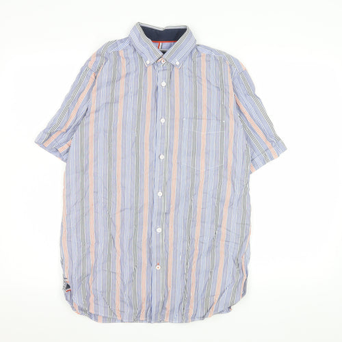 Marks and Spencer Men’s Blue Striped Short Sleeve Button-Up Shirt S