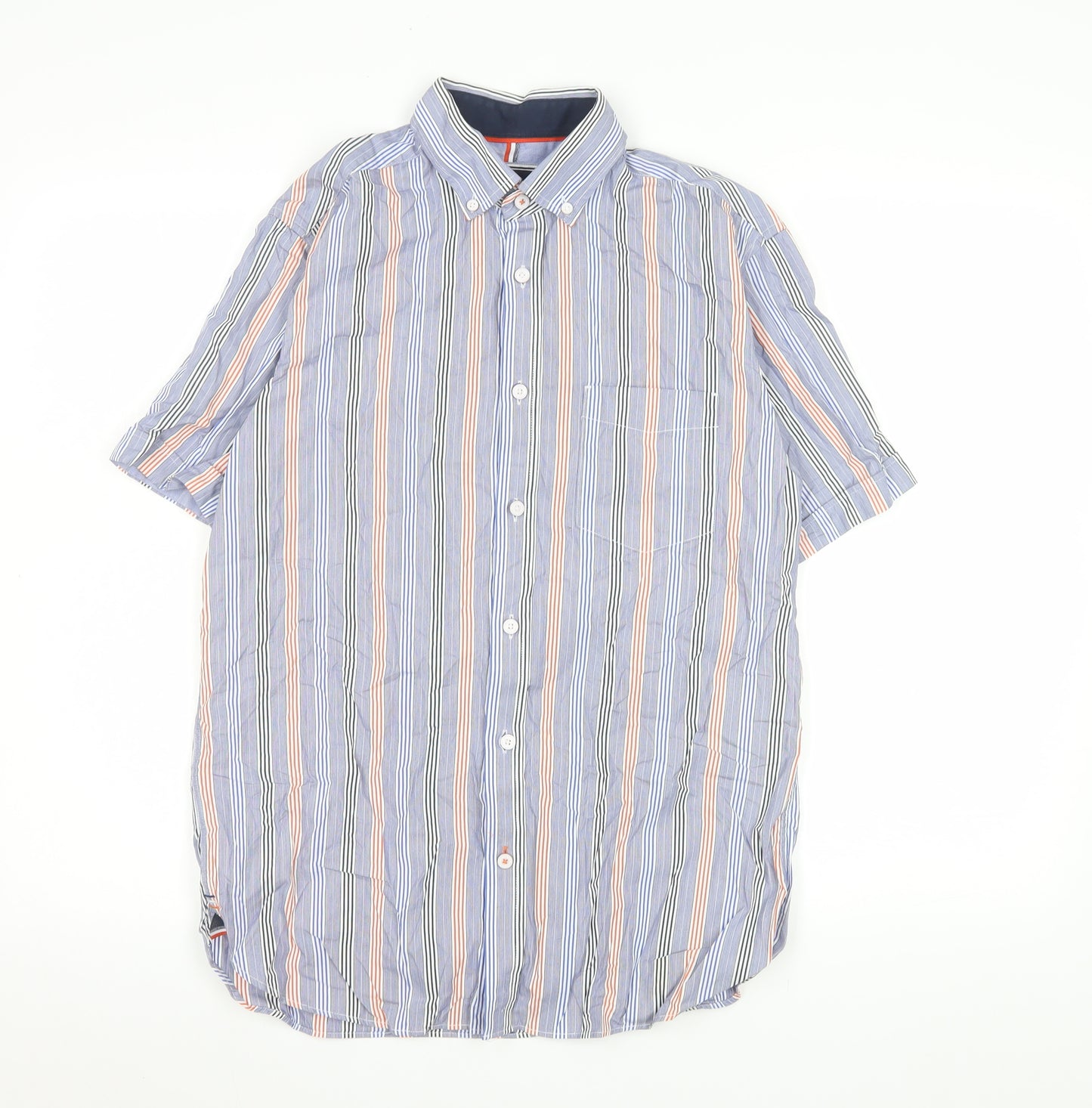Marks and Spencer Men’s Blue Striped Short Sleeve Button-Up Shirt S