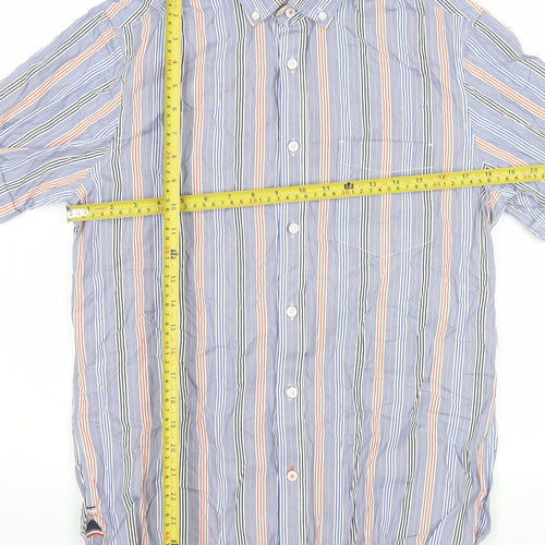 Marks and Spencer Men’s Blue Striped Short Sleeve Button-Up Shirt S