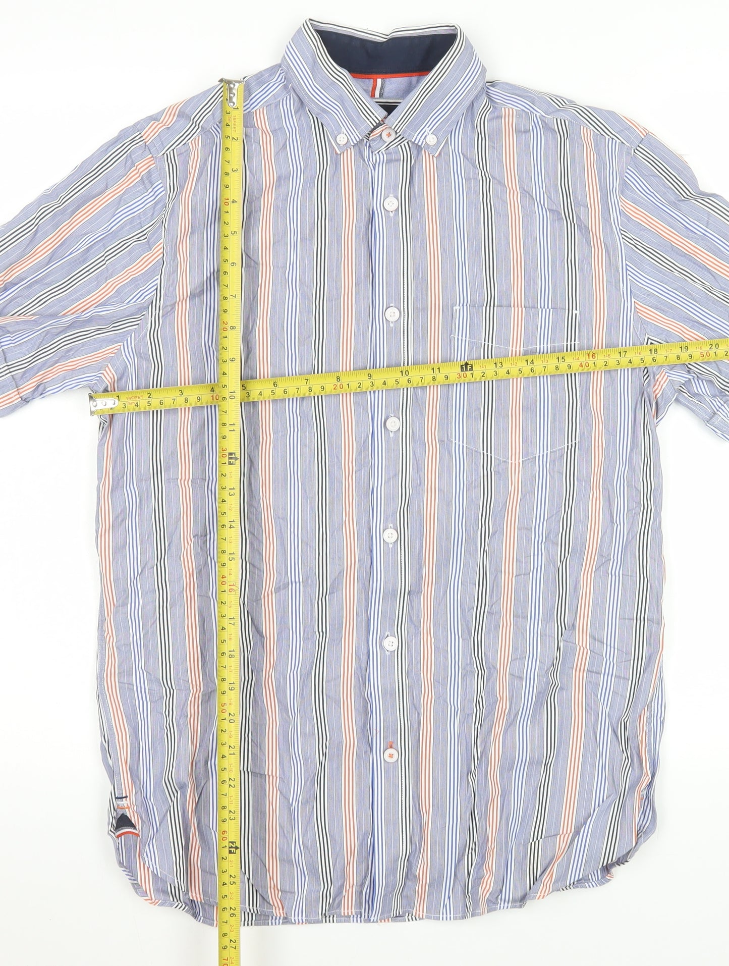 Marks and Spencer Men’s Blue Striped Short Sleeve Button-Up Shirt S