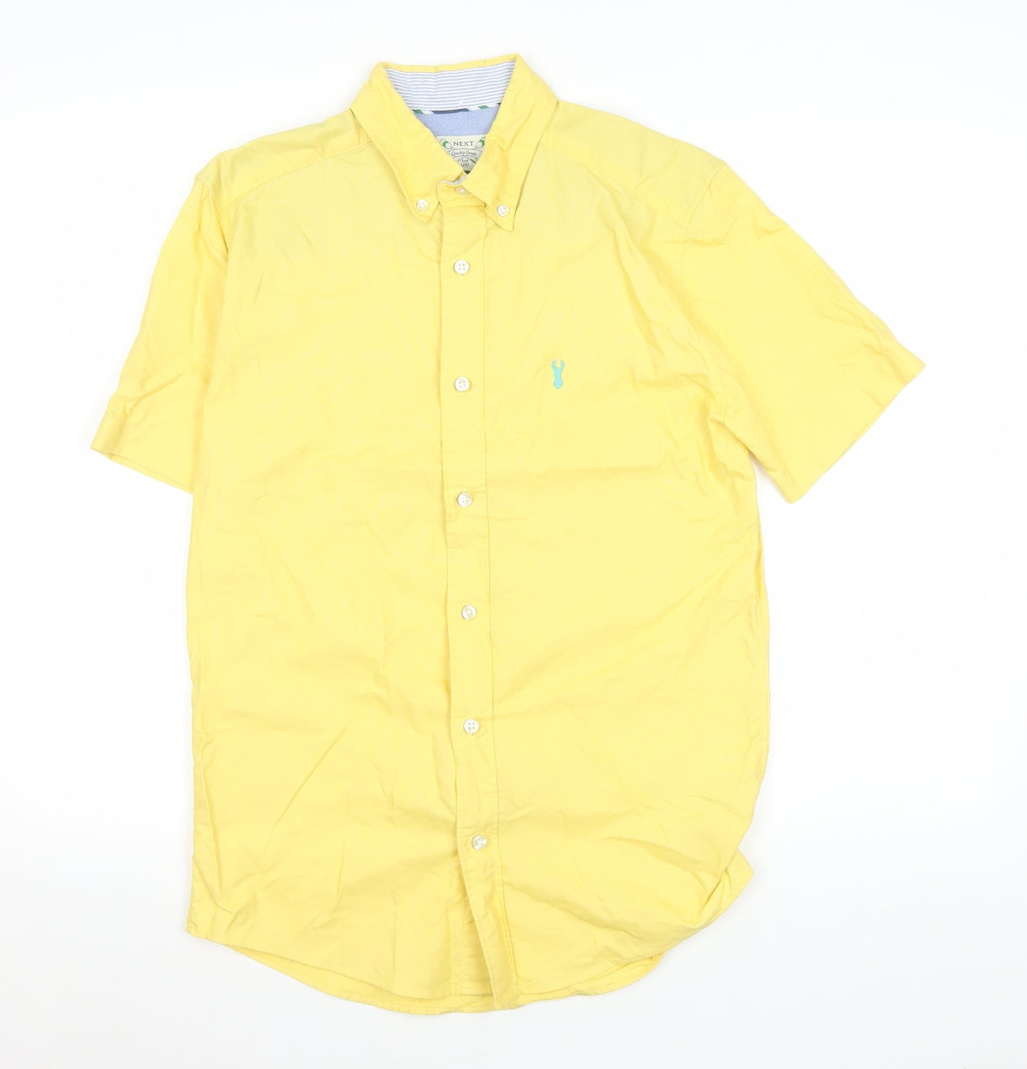 Next Men’s Yellow Short Sleeve Button-Down Casual Shirt Size S
