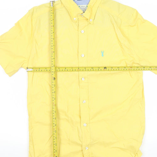 Next Men’s Yellow Short Sleeve Button-Down Casual Shirt Size S