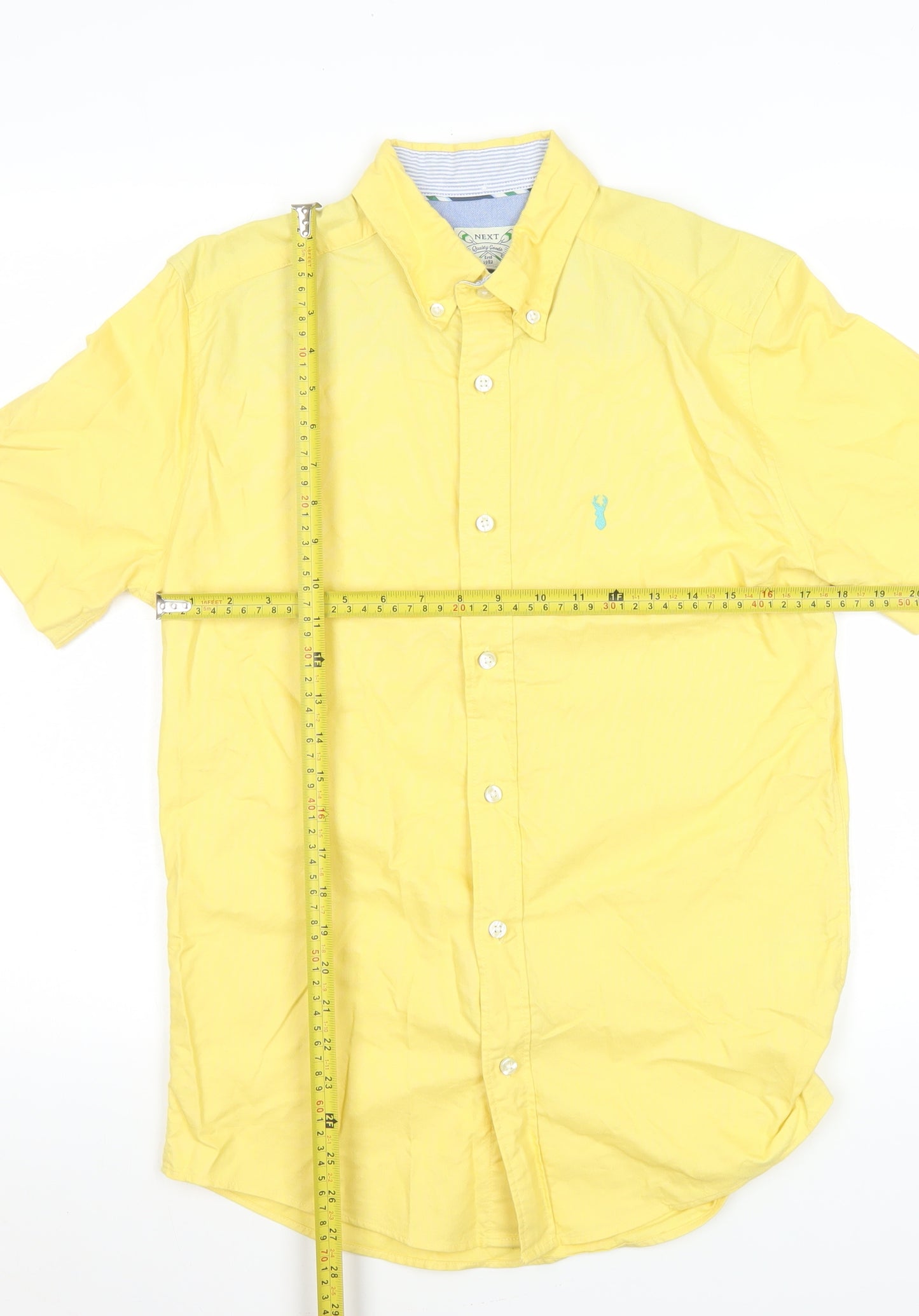 Next Men’s Yellow Short Sleeve Button-Down Casual Shirt Size S